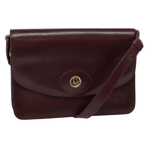 DIOR Shoulder Bag Leather Bordeaux Gold - Picture 1 of 12